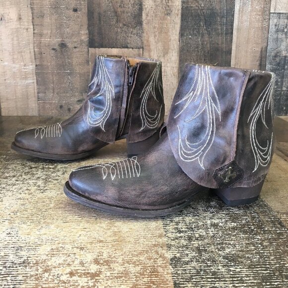 Old Gringo OG Brown Ankle Cowboy Boots Booties Womens 7.5 B - Picture 11 of 12